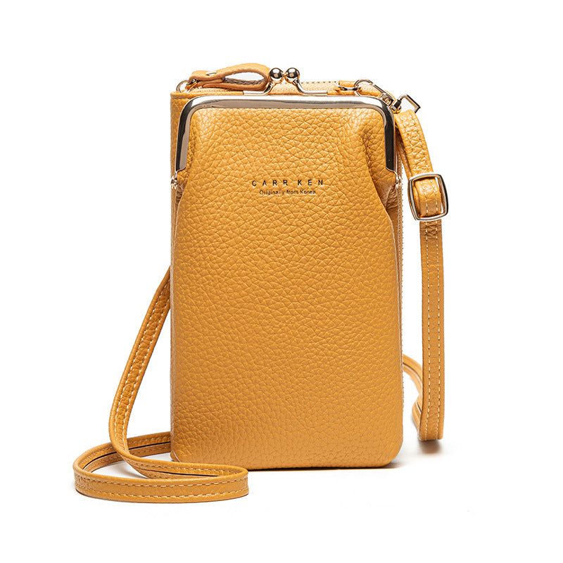 Dames Schoudertas Lychee Patroon - Kleine Crossbody Tas PU Leer Yellow