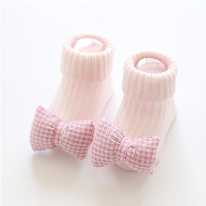Baby Antislip Sokken - Schattige Strikjes Design - Vloersokken Pink bow S