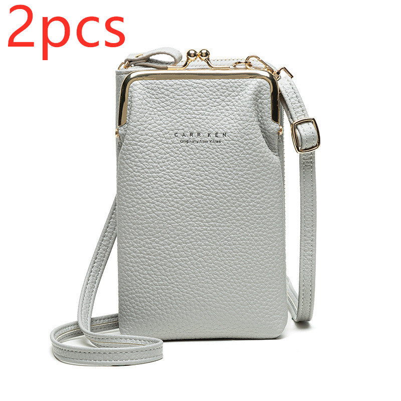 Dames Schoudertas Lychee Patroon - Kleine Crossbody Tas PU Leer Grey2pcs