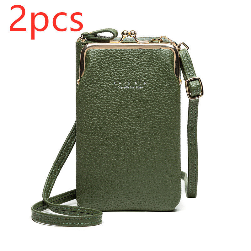 Dames Schoudertas Lychee Patroon - Kleine Crossbody Tas PU Leer Green2pcs