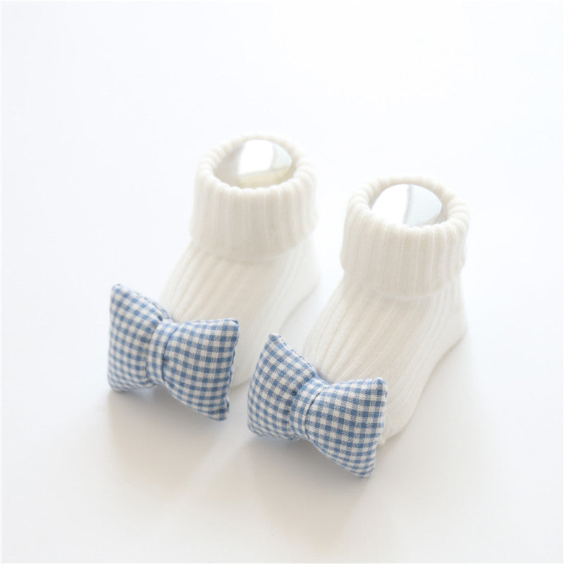 Baby Antislip Sokken - Schattige Strikjes Design - Vloersokken Blue bow S