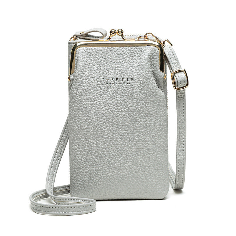 Dames Schoudertas Lychee Patroon - Kleine Crossbody Tas PU Leer Grey