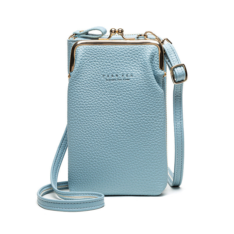 Dames Schoudertas Lychee Patroon - Kleine Crossbody Tas PU Leer Light Blue