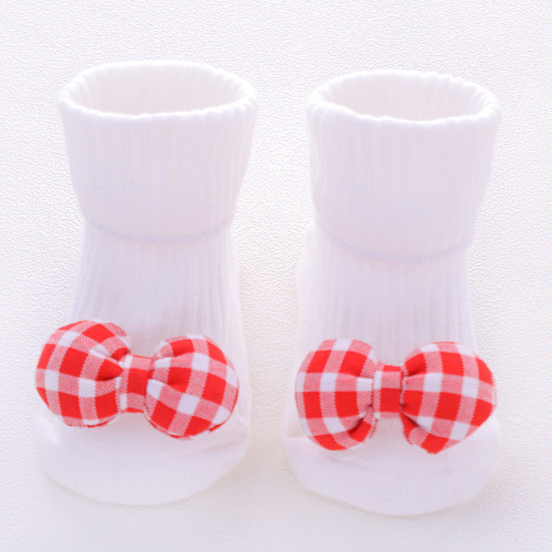 Baby Antislip Sokken - Schattige Strikjes Design - Vloersokken Red bow