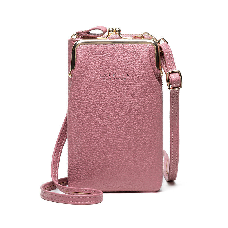 Dames Schoudertas Lychee Patroon - Kleine Crossbody Tas PU Leer Light Purple