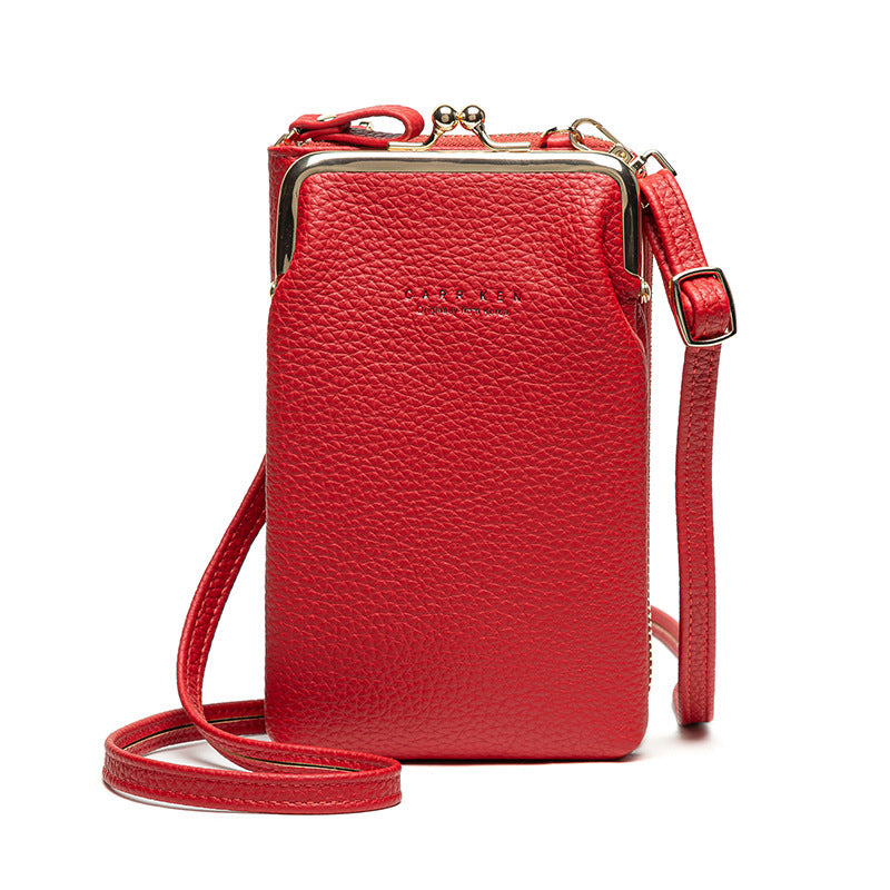 Dames Schoudertas Lychee Patroon - Kleine Crossbody Tas PU Leer Red