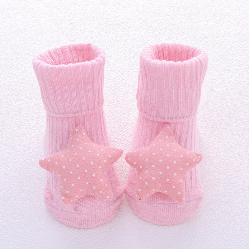 Baby Antislip Sokken - Schattige Strikjes Design - Vloersokken Pink stars