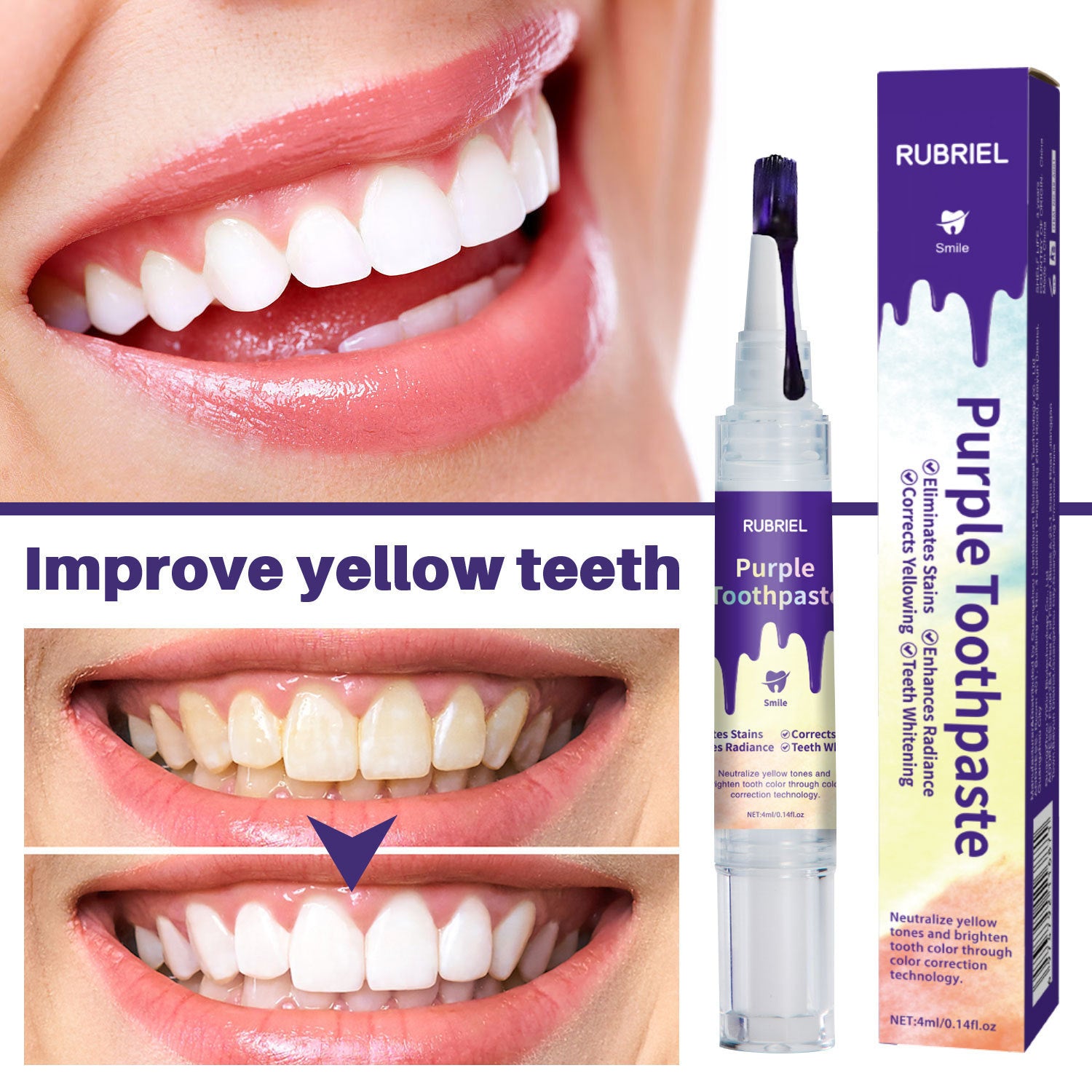 Paarse Tanden Bleken Pen - Teeth Whitening Pen voor Witte Tanden