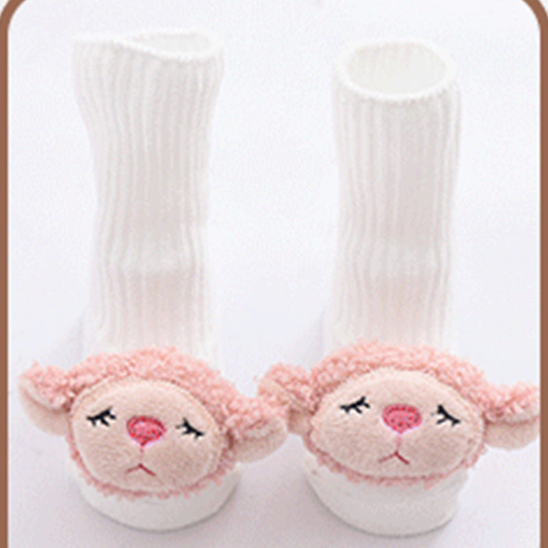 Baby Antislip Sokken - Schattige Strikjes Design - Vloersokken Pink sheep