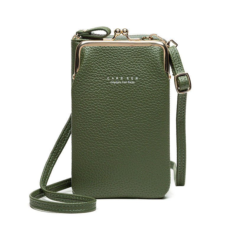 Dames Schoudertas Lychee Patroon - Kleine Crossbody Tas PU Leer Green