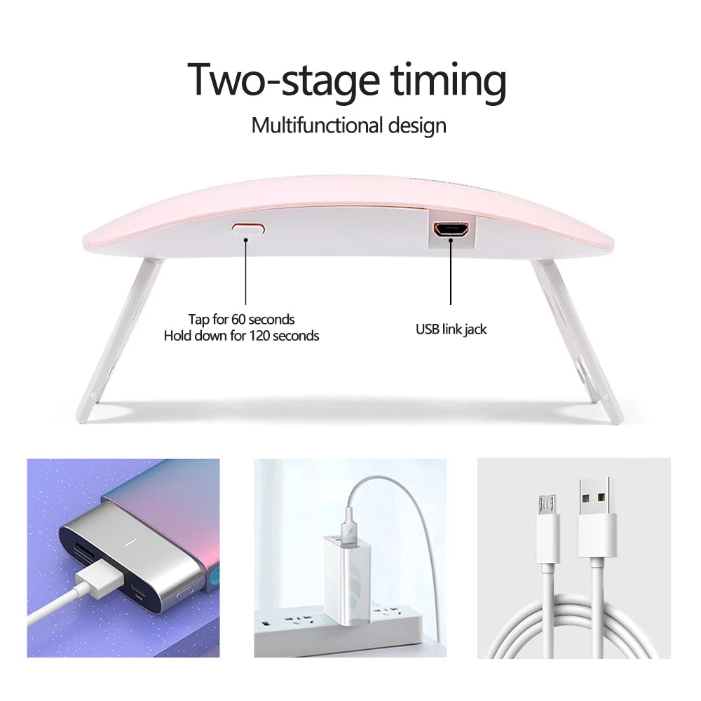 Opvouwbare Nagellamp 6W UV LED - Draagbare Gel Nagellak Droger