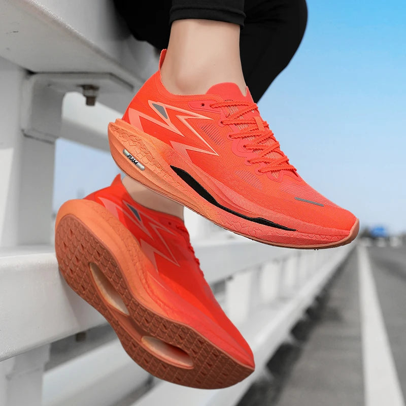 Men Sports Breathable Lightweight Running Shoes Speciality Carbon Board Marathon Men's Comfortable Athletic Nonskid Sneakers