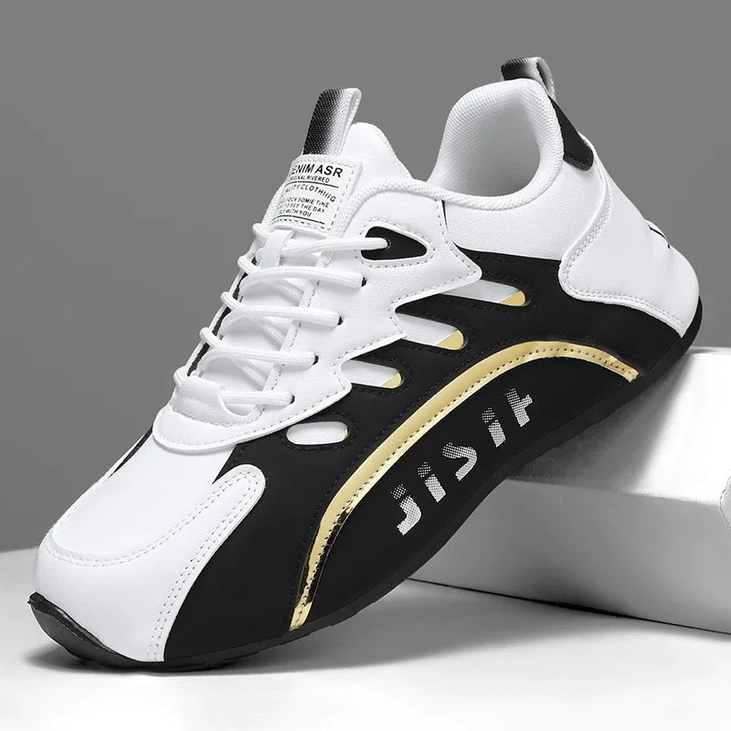 Luxury Men's Sneakers High Quality Leather Casual Shoes for Men Fashion All-match Sport Shoes Platform Comfor Men Running Shoes leather White black