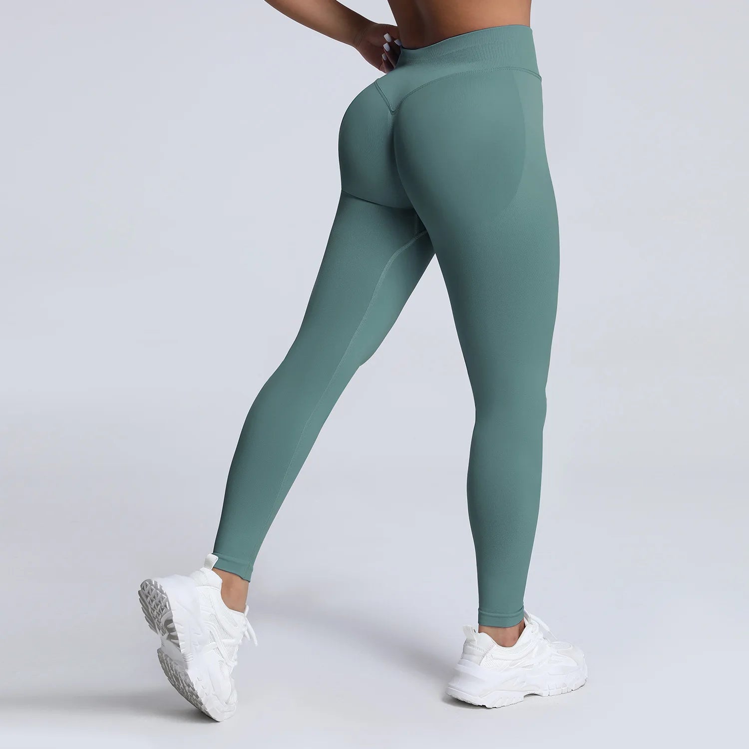 VEQKING Dames Yoga Legging - Scrunch Butt Naadloos - Hoge Taille Sportlegging Light Green