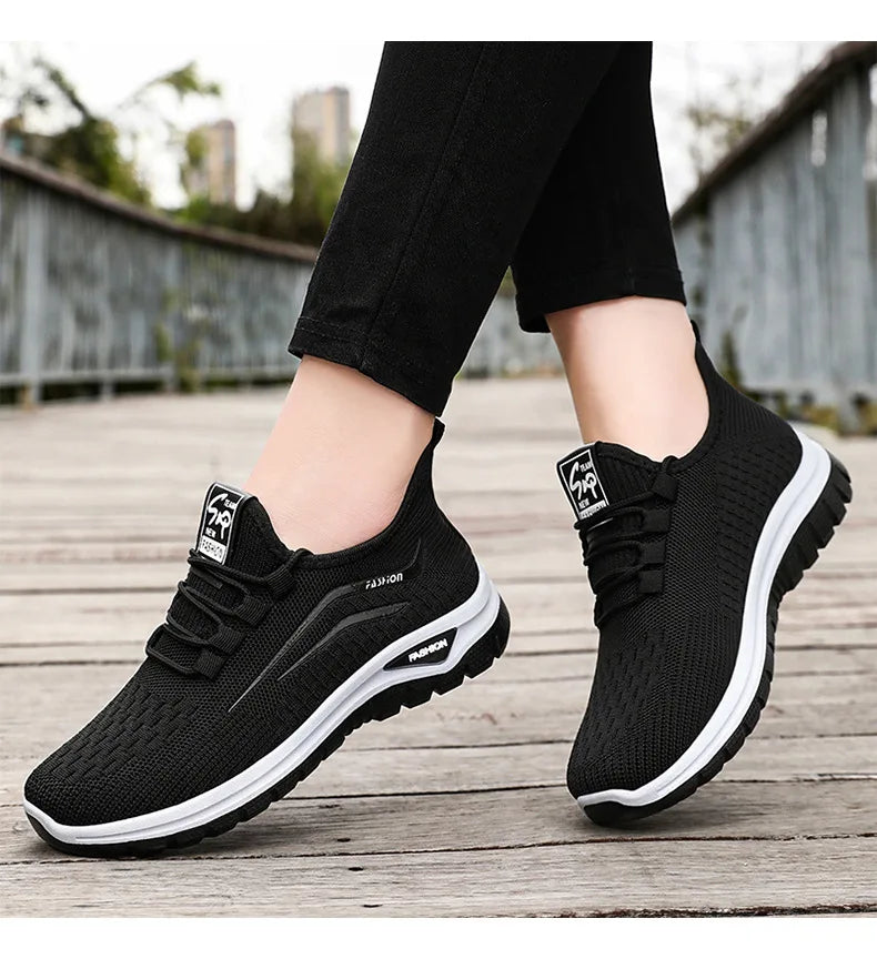 Autumn Women Casual Shoes Breathable Walking Mesh Lace Up Flat Shoes Sneakers Women Tenis Feminino Pink Zapatillas De Mujer