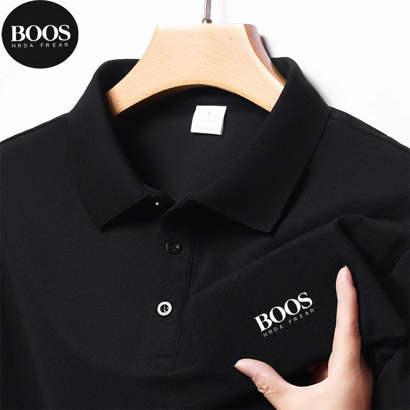 Embroidered LOGO New Summer Loose Large Size T-Shirt Men's Short Sleeve Top Business Casual Breathable Polo-shirt for Men black