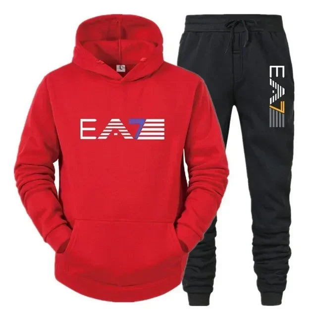 Men's sportswear set, fashionable and casual autumn and winter men's sweatshirt + long pants two-piece set, brand-new outdoor ba 12