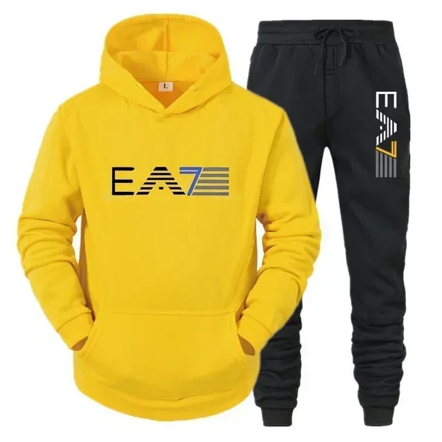 Men's sportswear set, fashionable and casual autumn and winter men's sweatshirt + long pants two-piece set, brand-new outdoor ba 8