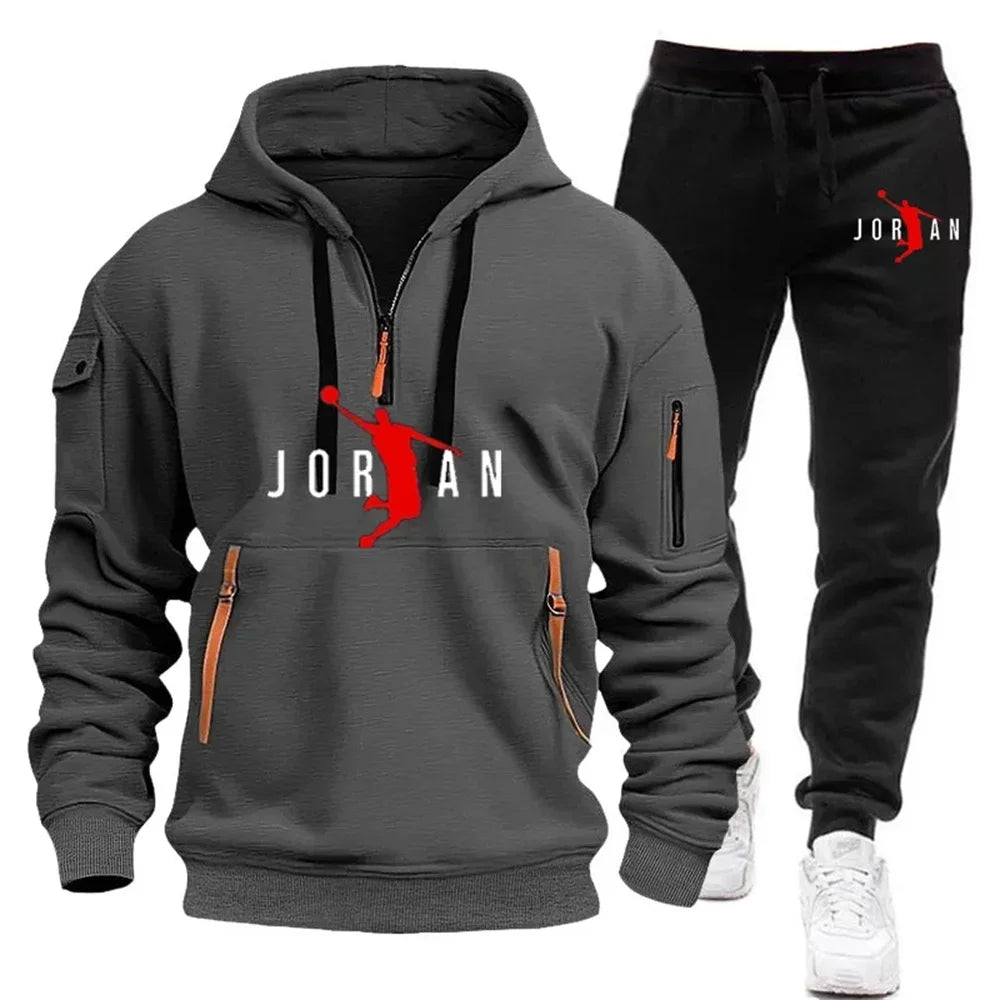 Loose and Comfortable Suits for Men's Street Wear and Casual Jogging in the Autumn of 2025, Men's Outdoor Two-piece Sweatshirts Picture color-4
