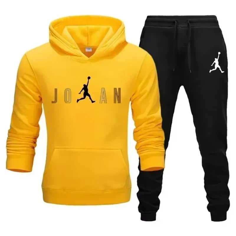 2025 Men's Fashion Casual Sports Outfit Outdoor Fitness Jogging Set (Fall/Winter Style) Hooded Sweatshirt and Jogging Pants Set