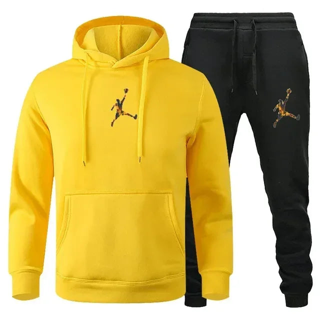 Men's Fashionable Long-sleeved Sportswear + Casual Pants 2-piece Set, Autumn and Winter Men's Casual Jogging Fitness Sportswear Picture color-4