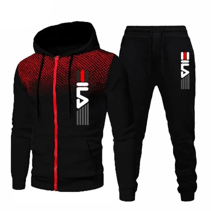 Spring and Autumn 2025 Men's sportswear set, men's zippered casual sportswear, outdoor sportswear pants, men's fitness set