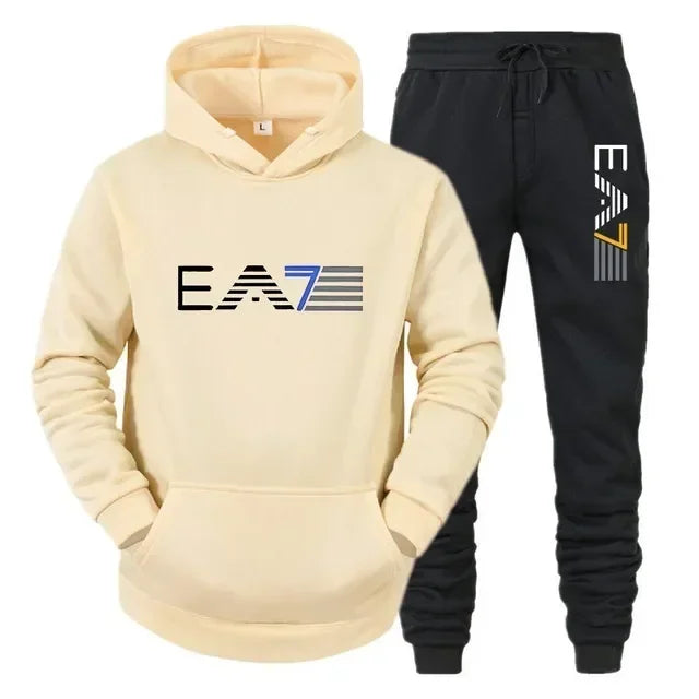 Men's sportswear set, fashionable and casual autumn and winter men's sweatshirt + long pants two-piece set, brand-new outdoor ba 9