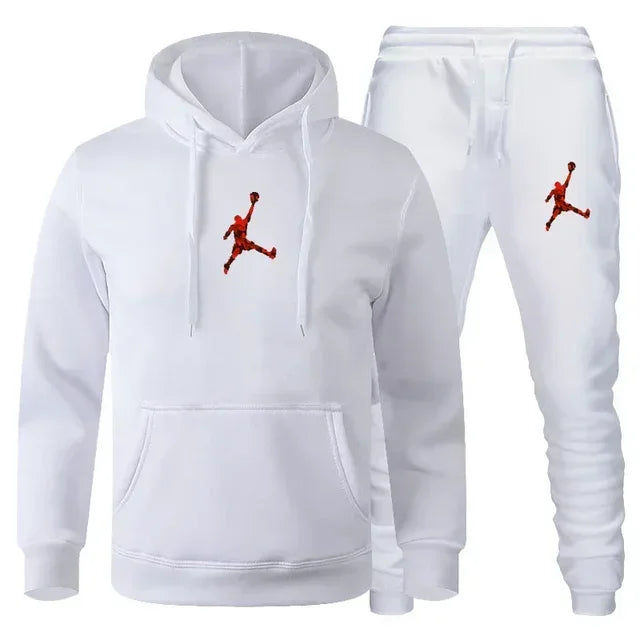 Men's Fashionable Long-sleeved Sportswear + Casual Pants 2-piece Set, Autumn and Winter Men's Casual Jogging Fitness Sportswear Picture color-7