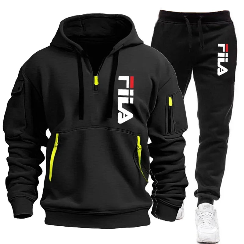 Heren Hoodie Set met Broek - Outdoor Sportkleding met Multi-Pocket 1