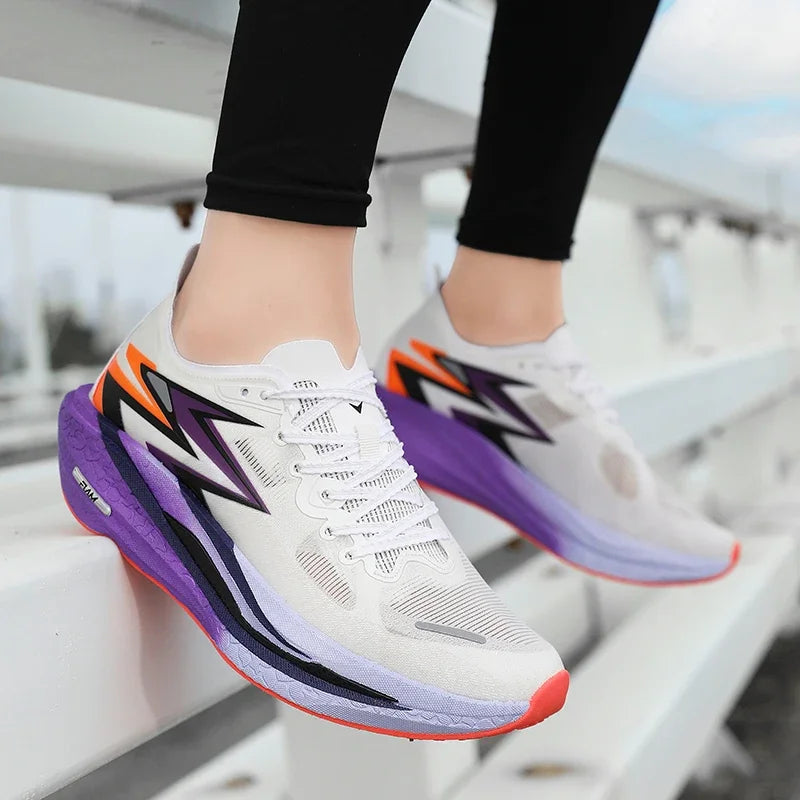 Men Sports Breathable Lightweight Running Shoes Speciality Carbon Board Marathon Men's Comfortable Athletic Nonskid Sneakers