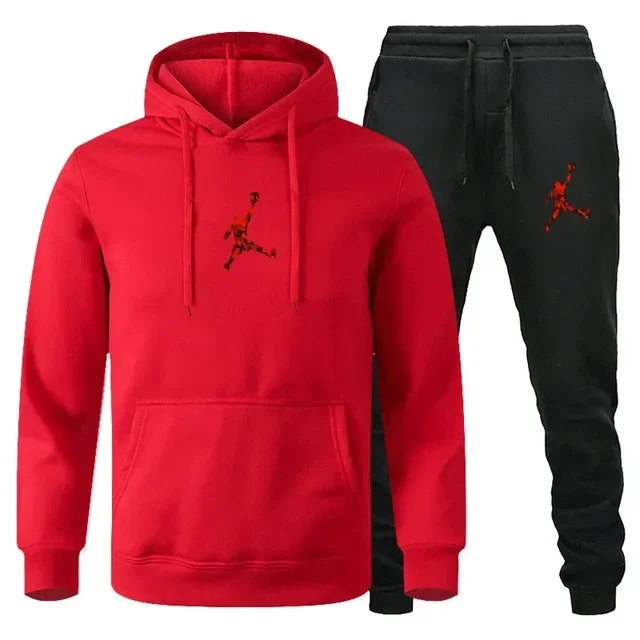 Men's Fashionable Long-sleeved Sportswear + Casual Pants 2-piece Set, Autumn and Winter Men's Casual Jogging Fitness Sportswear Picture color-3