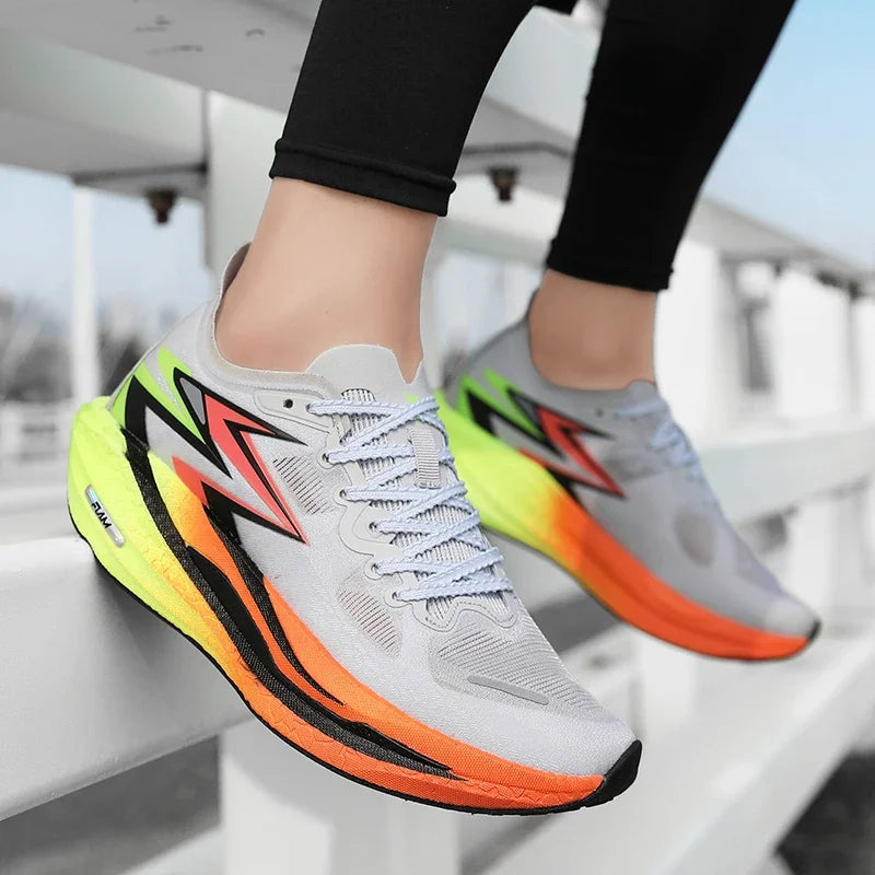 Men Sports Breathable Lightweight Running Shoes Speciality Carbon Board Marathon Men's Comfortable Athletic Nonskid Sneakers