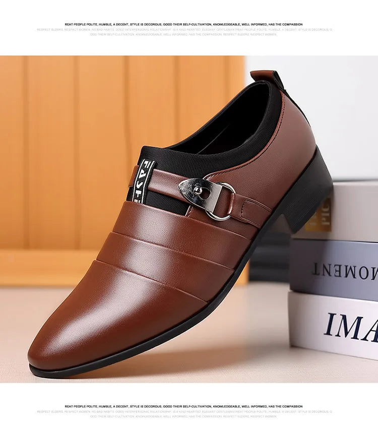 2025 New Men's Formal Shoes Plus Size Moccasins Pointed Toe Man Leather Shoe Classic Wedding Shoes Office Business Casual Shoes