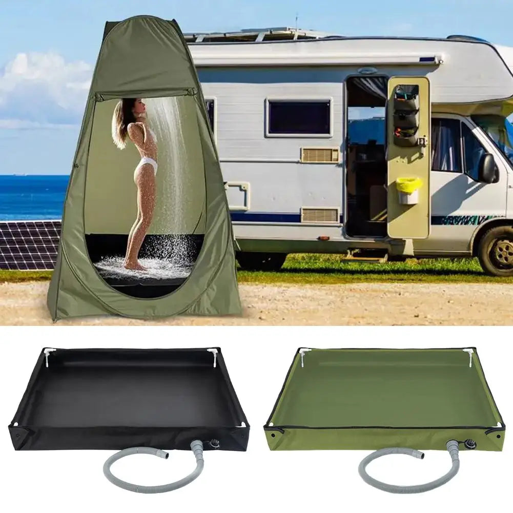 Portable Shower Pan with Drain Hose Foldable Shower Base Outdoor Tent Shower Tray for RV Outdoor Camping Shower Beach Pet Bath