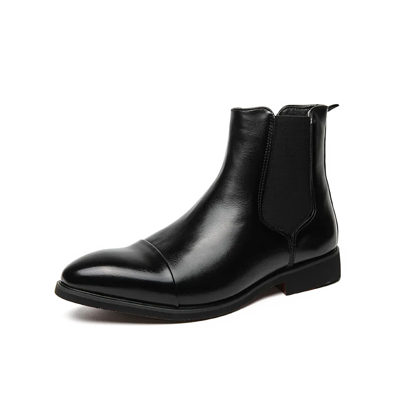 Chelsea Boots for Men Red Sole Pu Ankle Business Round Toe Slip-On Mens Boots Free Shipping Size 38-46 Men Shoes mens boots