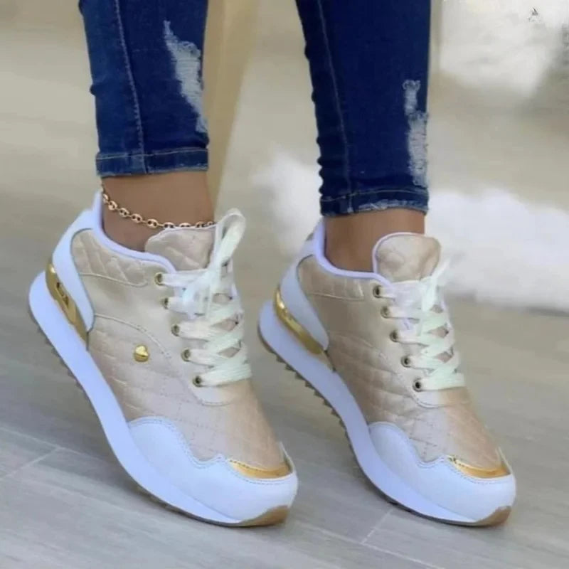 2025 Women's Mesh Sneakers Patchwork Lace Up Flat Shoes for Women Lightweight Female Shoes Classic Versatile Zapatillas De Mujer