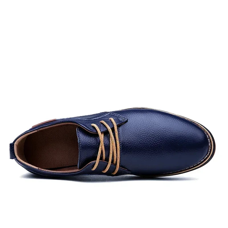 Men Oxfords Genuine Leather Dress Shoes Brogue Lace Up Italian Mens Casual Shoes Luxury Brand Moccasins Loafers Plus Size 38-48