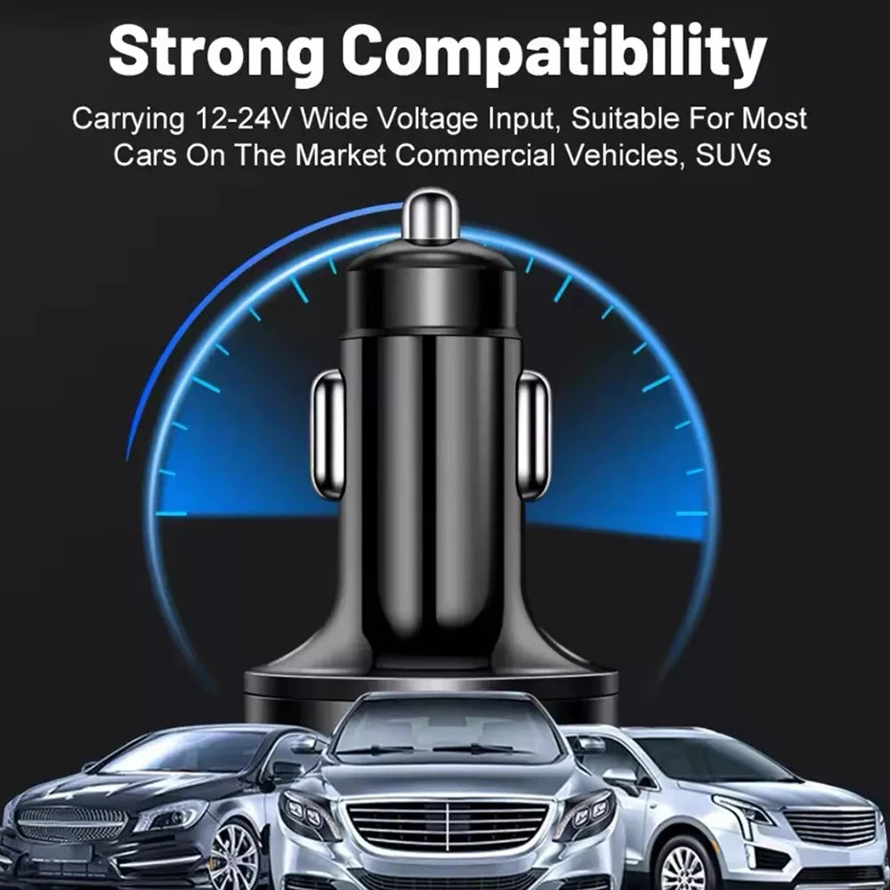 6 in 1 USB C Car Phone Charger Adapter with Voltage Display Dual PD Super Fast for iPhone 15 Pro max OPPO Samsung Huawei