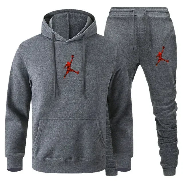 Men's Fashionable Long-sleeved Sportswear + Casual Pants 2-piece Set, Autumn and Winter Men's Casual Jogging Fitness Sportswear Picture color-20