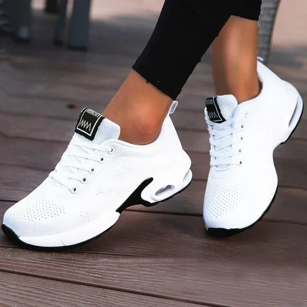 Dames Platform Sneakers - Ademende Mesh Chunky Sportschoenen Zomer 2025 WHITE