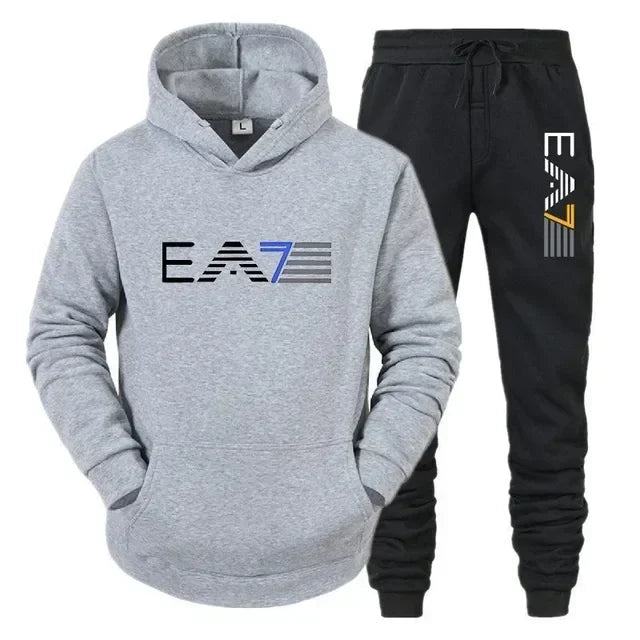 Men's sportswear set, fashionable and casual autumn and winter men's sweatshirt + long pants two-piece set, brand-new outdoor ba 13