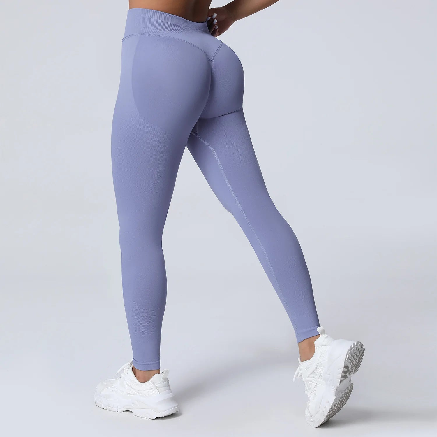 VEQKING Dames Yoga Legging - Scrunch Butt Naadloos - Hoge Taille Sportlegging Light Purple