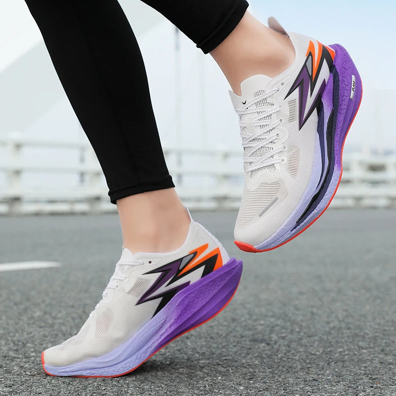 Men Sports Breathable Lightweight Running Shoes Speciality Carbon Board Marathon Men's Comfortable Athletic Nonskid Sneakers