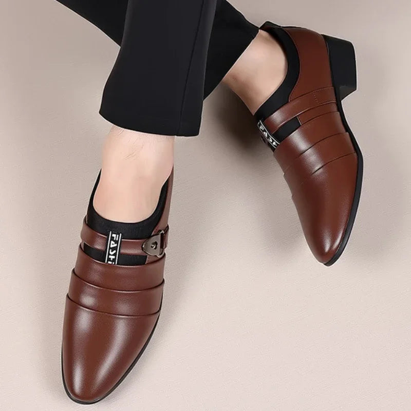 2025 New Men's Formal Shoes Plus Size Moccasins Pointed Toe Man Leather Shoe Classic Wedding Shoes Office Business Casual Shoes