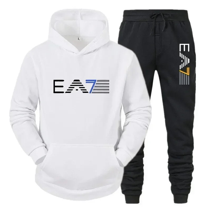 Men's sportswear set, fashionable and casual autumn and winter men's sweatshirt + long pants two-piece set, brand-new outdoor ba 3