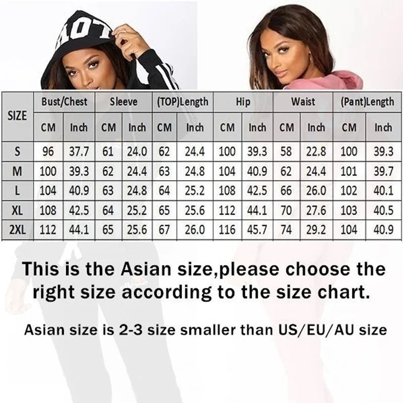 Fashion Women LOVE Letter Print Track Suits Sports Wear Jogging Suits Hoodies+Sweatpants Sweat Suits