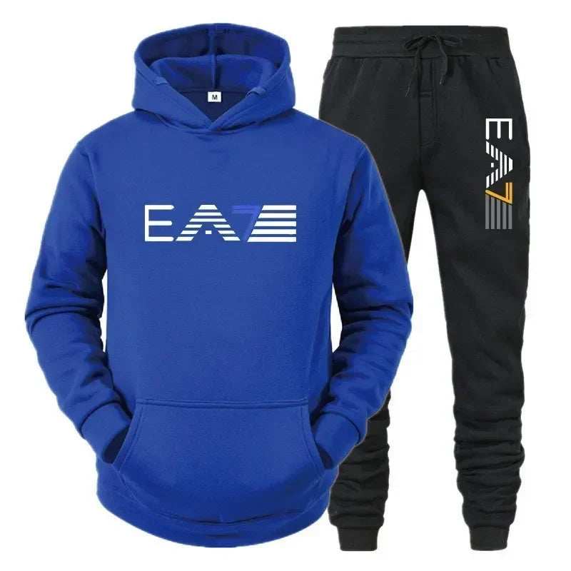 Men's sportswear set, fashionable and casual autumn and winter men's sweatshirt + long pants two-piece set, brand-new outdoor ba 6