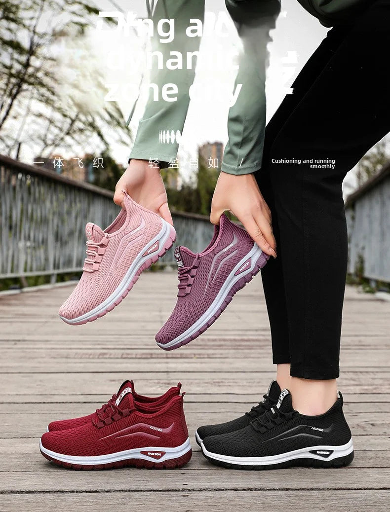 Autumn Women Casual Shoes Breathable Walking Mesh Lace Up Flat Shoes Sneakers Women Tenis Feminino Pink Zapatillas De Mujer