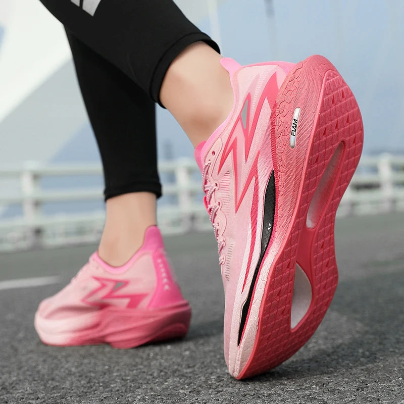 Men Sports Breathable Lightweight Running Shoes Speciality Carbon Board Marathon Men's Comfortable Athletic Nonskid Sneakers