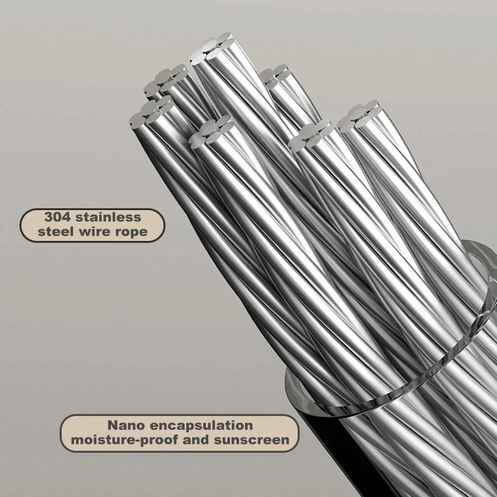 Retractable Clothesline Clothes Line, Metal Adjustable Drying Rope Wire Dryer with ABS Case+Aluminum, Self Adhesive Wall Mount